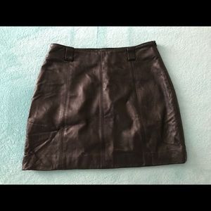 Black leather miniskirt